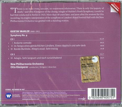Sinfonia n.9 - CD Audio di Gustav Mahler,Otto Klemperer,New Philharmonia Orchestra - 2