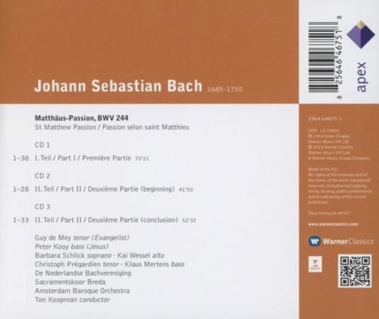La Passione secondo Matteo - CD Audio di Johann Sebastian Bach,Ton Koopman - 2