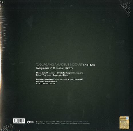 Requiem (180 gr.) - Vinile LP di Wolfgang Amadeus Mozart,Carlo Maria Giulini,Christa Ludwig,Philharmonia Orchestra - 2