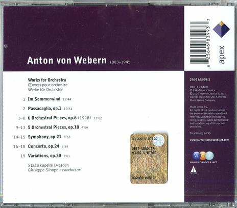 Musica orchestrale - CD Audio di Anton Webern,Giuseppe Sinopoli,Staatskapelle Dresda - 2