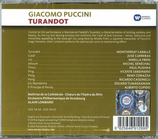 Turandot - CD Audio di Montserrat Caballé,Giacomo Puccini,Alain Lombard,Orchestra Filarmonica di Strasburgo - 2
