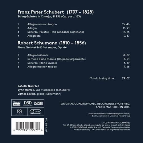 Quintetto in Do - Quintetto in Mi - SuperAudio CD di Franz Schubert,Robert Schumann,James Levine,LaSalle Quartet - 2