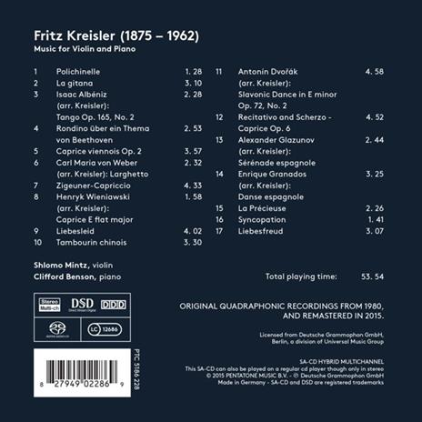 Musica per violino e pianoforte - SuperAudio CD di Fritz Kreisler - 2