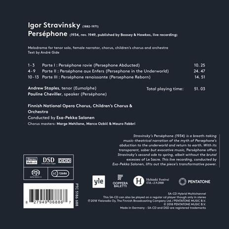 Perséphone - SuperAudio CD ibrido di Igor Stravinsky,Esa-Pekka Salonen,Finnish National Opera Orchestra - 2