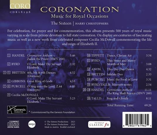 Coronation - Music For Royal Occasions - CD Audio di Harry Christophers,The Sixteen - 2