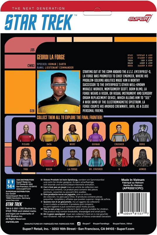 Star Trek: The Next Generation Reaction Action Figura Wave 2 Lt. Commander La Forge 10 Cm Super7 - 3