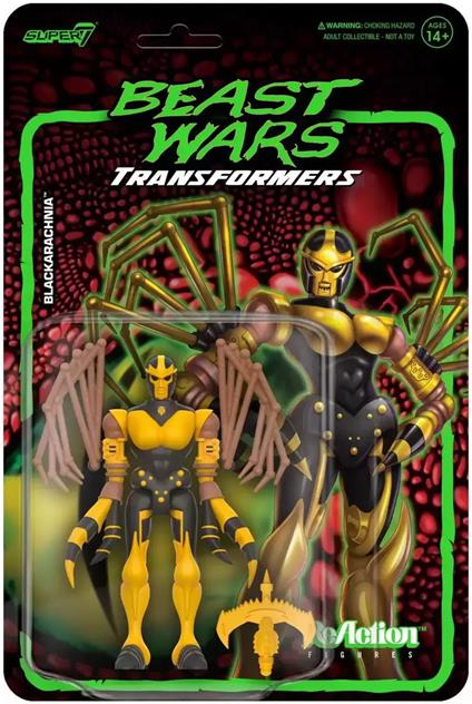 Transformers Beast Wars Reaction Action Figura Blackarachnia 10 Cm Super7
