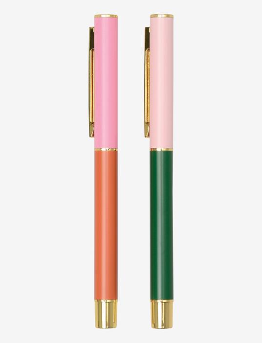 Penne a blocchi di colore - Arancione rosso e Smeraldo (Set di 2)