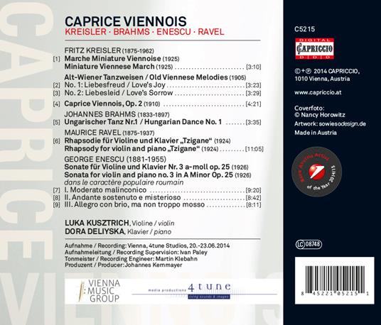 Caprice Viennois - CD Audio di Luka Kusztrich - 2