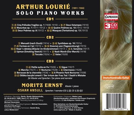 Opere per pianoforte - CD Audio di Arthur Vincent Lourié,Moritz Ernst - 2