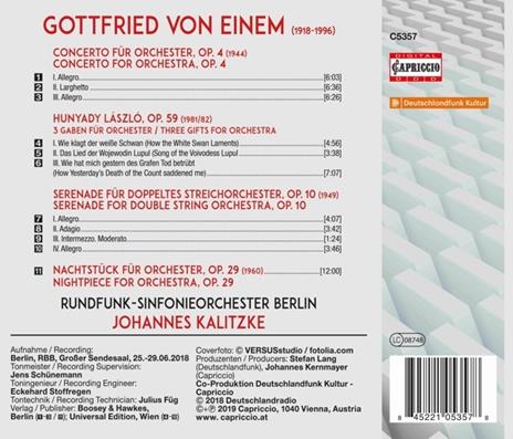 Concerto per orchestra op.40 - CD Audio di Radio Symphony Orchestra Berlino,Gottfried von Einem - 2