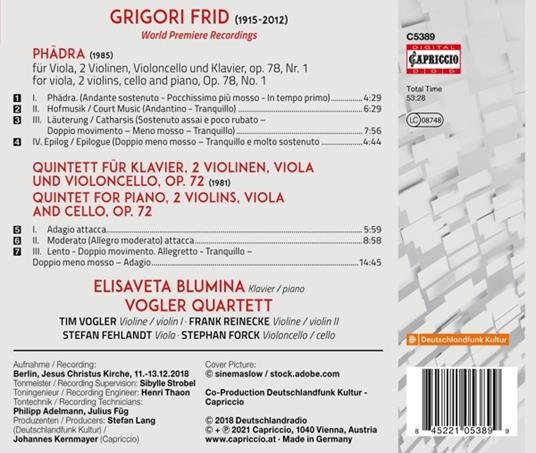 Phädra / Klavierquintett, Op. 72 - CD Audio di Elisaveta Blumina - 2