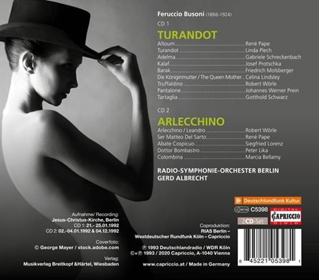 Turandot - Arlecchino - CD Audio di Ferruccio Busoni,Radio Symphony Orchestra Berlino,Gerd Albrecht,René Pape - 2