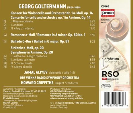 Cello Concerto No.1 - Symphony Op.20 - CD Audio di ORF Symphony Orchestra,Georg Goltermann - 2