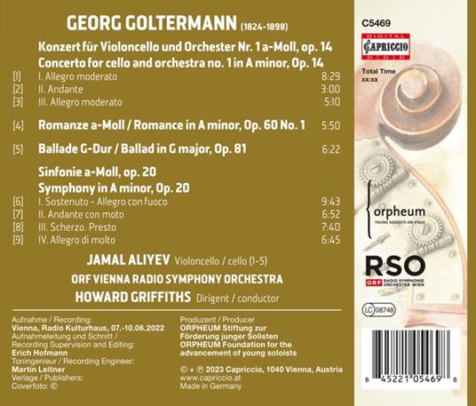Cello Concerto No.1 - Symphony Op.20 - CD Audio di ORF Symphony Orchestra,Georg Goltermann - 2