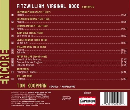 Fitzwilliam Virginal Book. Musica per virginale - CD Audio di Ton Koopman - 2