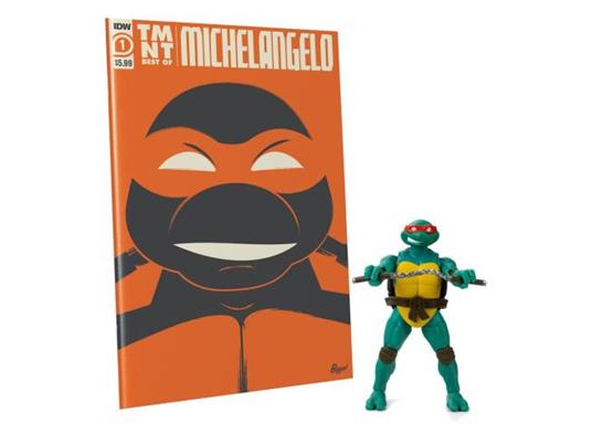 Tartarughe Ninja Bst Axn X Idw Action Figura & Comic Book Michelangelo Esclusiva 13 Cm The Loyal Subjects