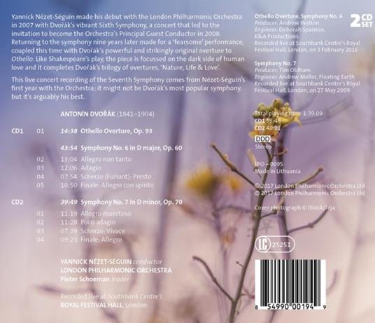 Sinfonia n.6 op.60, n.7 op.70 - Othello Ouverture - CD Audio di Antonin Dvorak,London Philharmonic Orchestra,Yannick Nezet-Seguin - 2