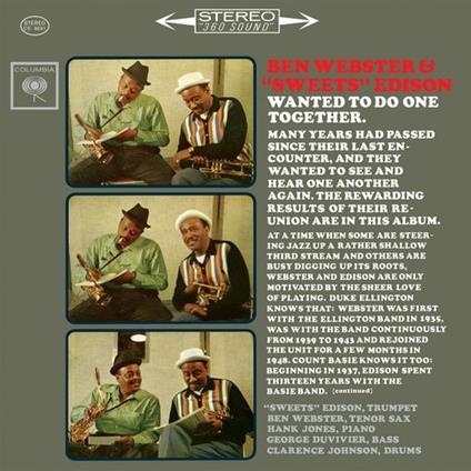 Ben Webster and Sweets Edison - CD Audio di Ben Webster,Harry Sweets Edison