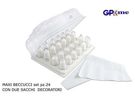 Maxi beccucci decoratori in acrilico set 24 pezzi con 2 sacchi decoratori professionali
