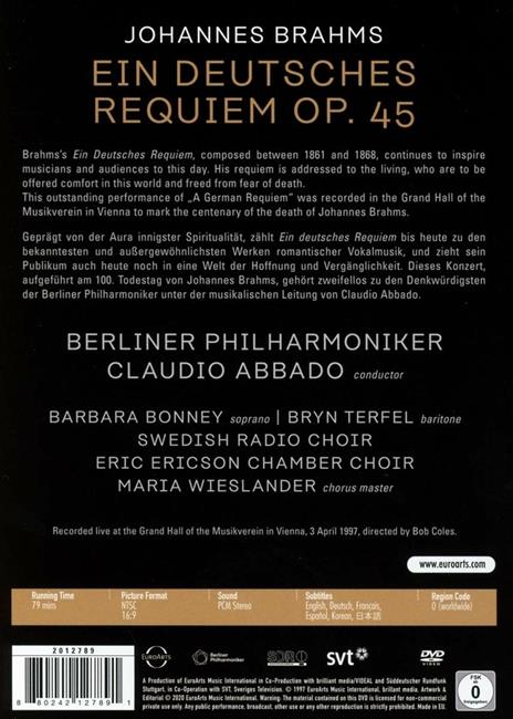 Ein Deutsches Requiem (DVD) - DVD di Johannes Brahms,Claudio Abbado,Berliner Philharmoniker - 2