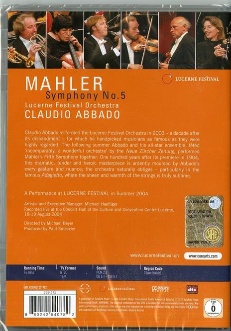Gustav Mahler. Symphony No. 5 (DVD) - DVD di Gustav Mahler,Wolfgang Amadeus Mozart,Claudio Abbado - 2