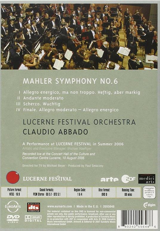 Gustav Mahler. Symphony No. 6 (DVD) - DVD di Gustav Mahler,Claudio Abbado - 2