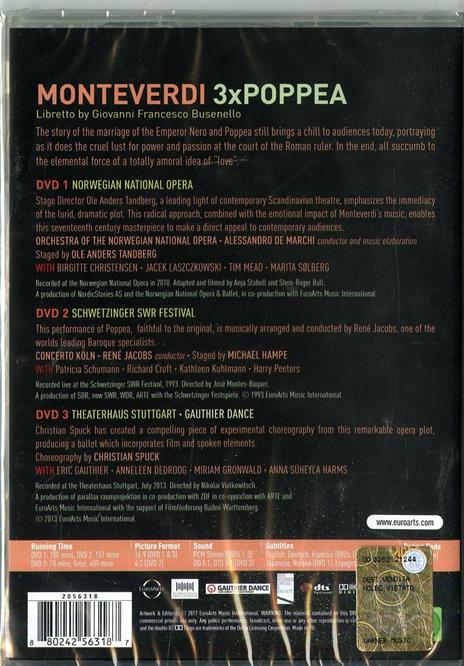 Claudio Monteverdi. 3 x Poppea (3 DVD) - DVD di Claudio Monteverdi - 2