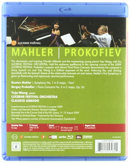 Gustav Mahler. Symphony No. 1 - Sergey Prokofiev: Piano Concerto No. 3 (Blu-ray) - Blu-ray di Gustav Mahler,Claudio Abbado,Yuja Wang - 2