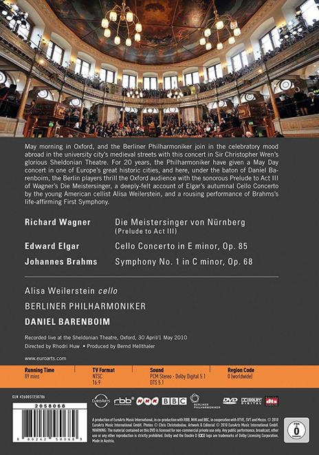 Alisa Weilerstein, Daniel Barenboim. Wagner, Elgar, Brahms (DVD) - DVD di Edward Elgar,Richard Wagner,Berliner Philharmoniker,Alisa Weilerstein,Daniel Barenboim - 2