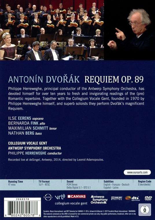 Requiem op.89 (DVD) - DVD di Antonin Dvorak,Philippe Herreweghe,Royal Flemish Philharmonic Orchestra - 2
