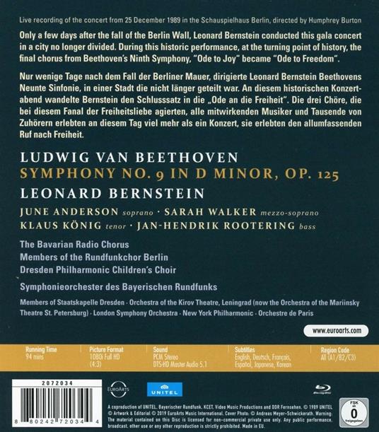 Ode to Freedom. Sinfonia n.9 (Blu-ray) - Blu-ray di Ludwig van Beethoven,Leonard Bernstein - 2