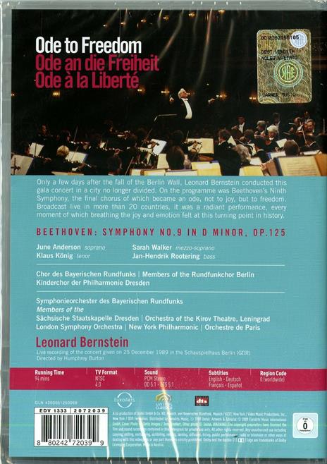 Ludwig Van Beethoven. Sinfonia n. 9 \Corale\". Ode to Freedom" (DVD) - DVD di Ludwig van Beethoven,June Anderson,Sarah Walker - 2