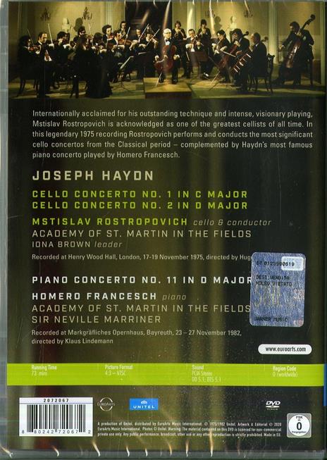 Rostropovich Plays Haydn. Cello Concertos (DVD) - DVD di Franz Joseph Haydn,Mstislav Rostropovich,Neville Marriner,Academy of St. Martin in the Fields - 2