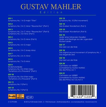 Gustav Mahler Edition - CD Audio di Gustav Mahler