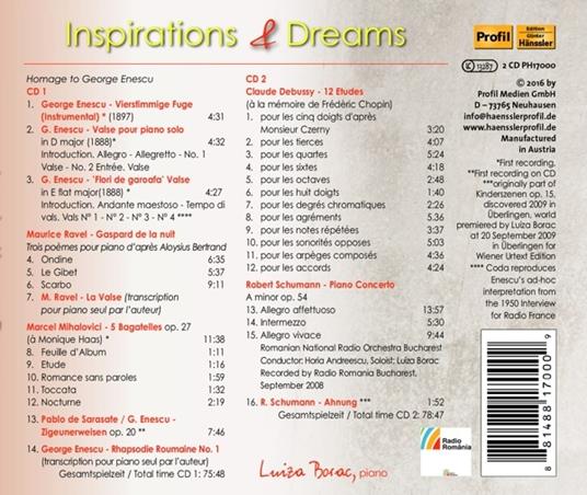 Inspirations & Dreams - CD Audio di Luiza Borac - 2