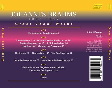 Great Vocal Works - CD Audio di Johannes Brahms,Donna Brown - 2