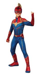 Marvel: Costume Captain Marvel Classic (Tuta Intera Con Copriscarpe, Cintura Stampata E Accessorio Testa In Tessuto Tg. S)