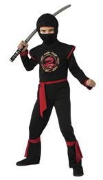 Rubies: Ninjas - Costume Dragon Ninja Nero (Pantaloni, Camicia Con Cappuccio, Cintura E Fasce Per Gambe Tg. M)