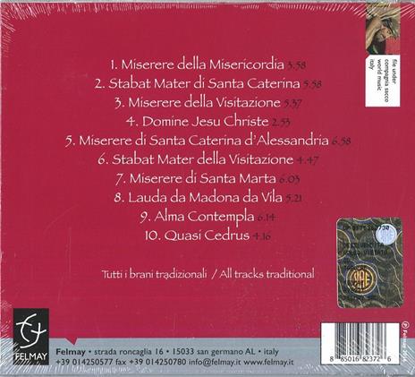 Tabulae. Canti della Settimana Santa - CD Audio di Compagnia Sacco di Ceriana - 2