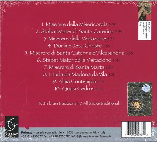 Tabulae. Canti della Settimana Santa - CD Audio di Compagnia Sacco di Ceriana - 2