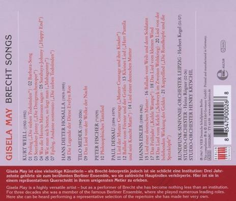 Brecht Songs - CD Audio di Gisela May - 2