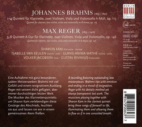 Quintetti con clarinetto - CD Audio di Johannes Brahms,Max Reger - 2