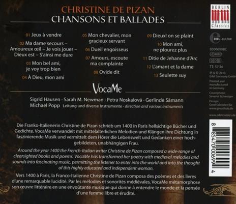 Chansons et ballades - CD Audio di Christine de Pizan - 2