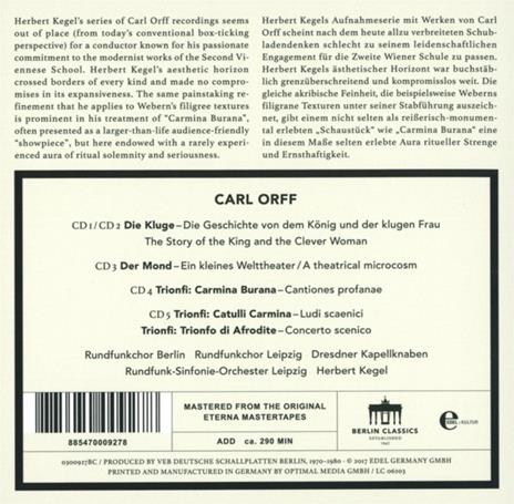 Edition: Die Kluge/Der Mond/Carmina Burana And More - CD Audio di Carl Orff - 2