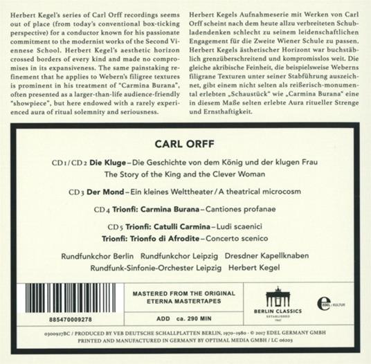Edition: Die Kluge/Der Mond/Carmina Burana And More - CD Audio di Carl Orff - 2