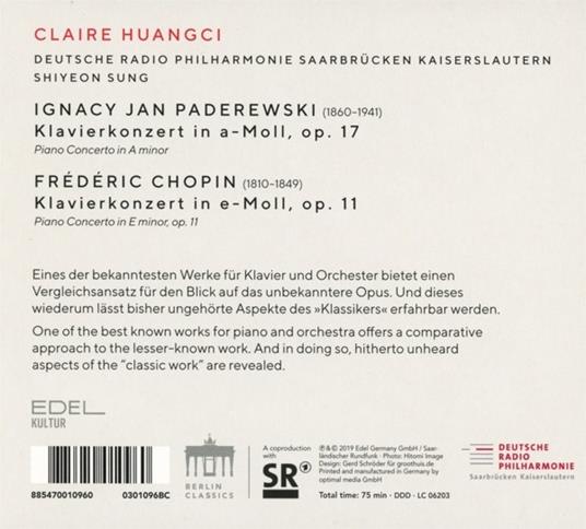 Piano Concertos - CD Audio di Frederic Chopin,Ignace Jan Paderewski,Claire Huangci - 2