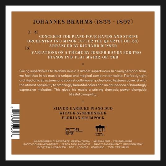 Concerto For Piano Four Hands - CD Audio di Johannes Brahms,Wiener Symphoniker,Silver-Garburg Piano Duo - 2