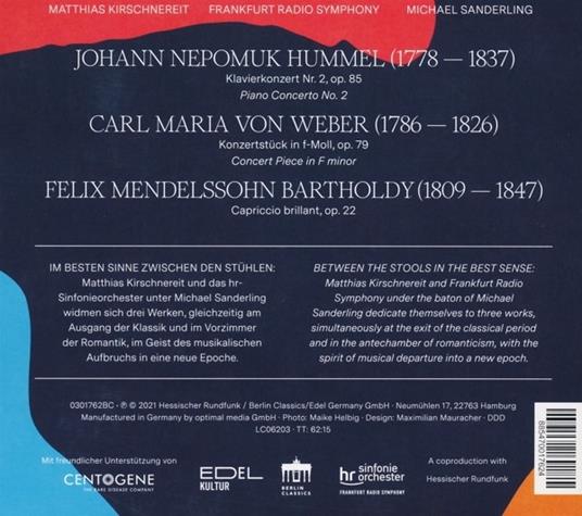 Musiche di Hummel, Weber e Mendelssohn - CD Audio di Matthias Kirschnereit - 2