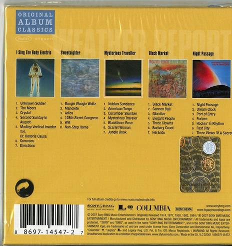 Sweetnighter - Mysterious Traveller - I Sing the Body Electric - Black Market - Night Passage (Original Album Classics) - CD Audio di Weather Report - 2